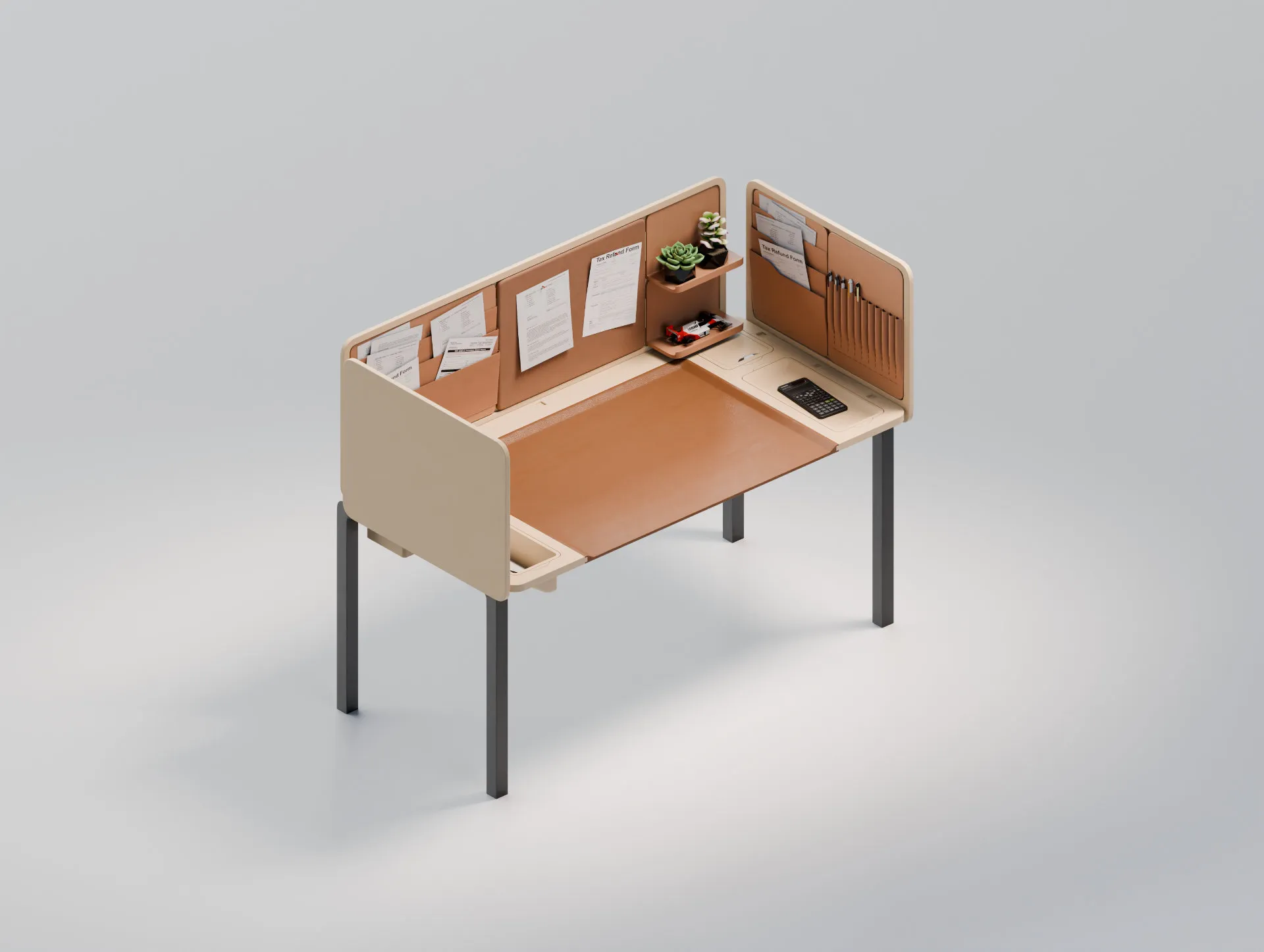 Fiscal desk, three-quarter view