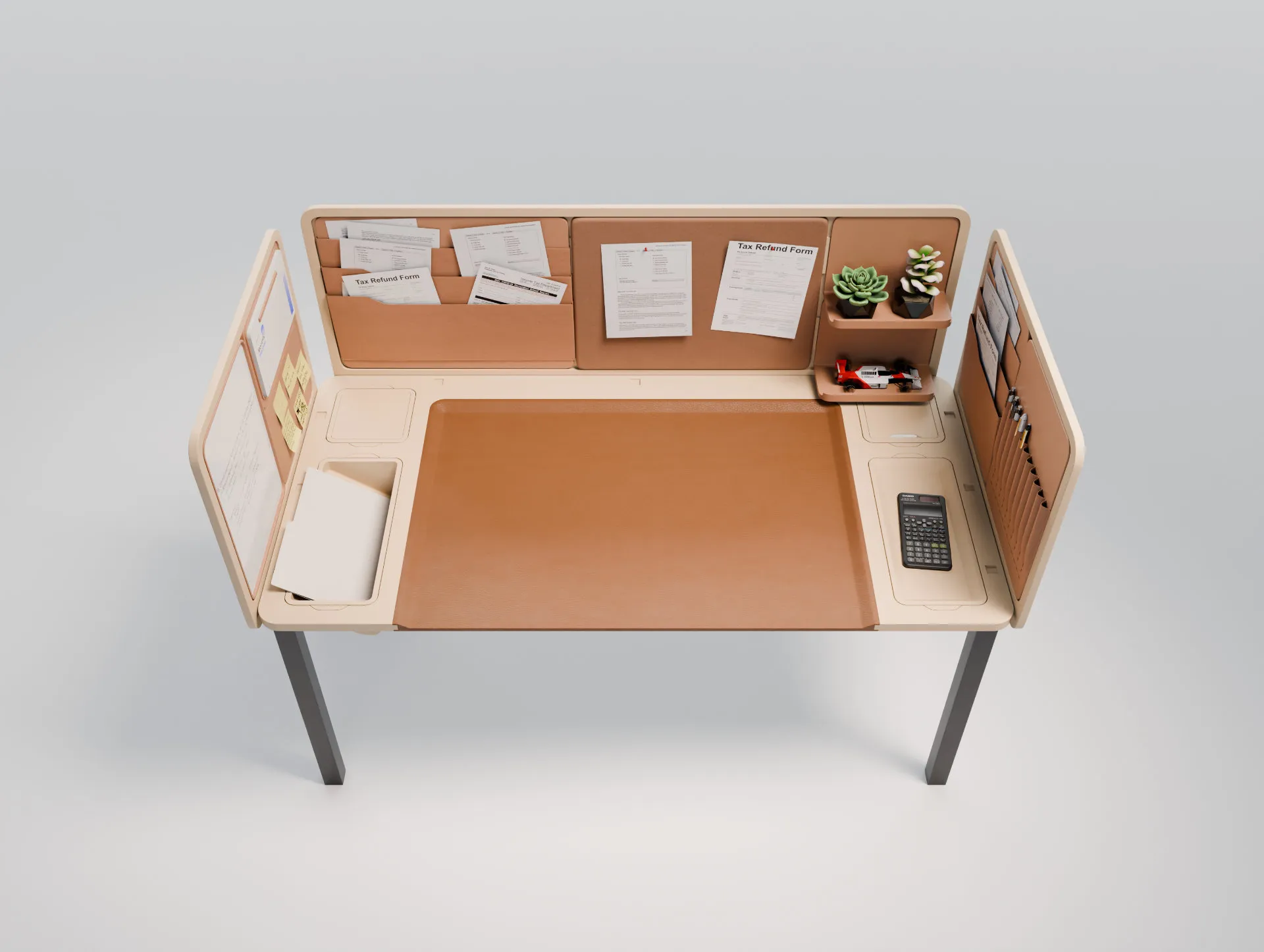 Fiscal desk, top-down view
