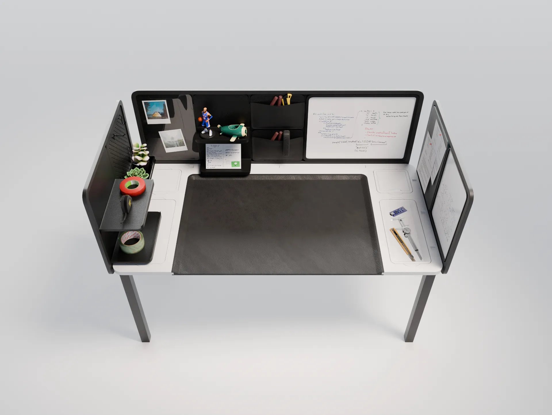 Technical desk, top-down view
