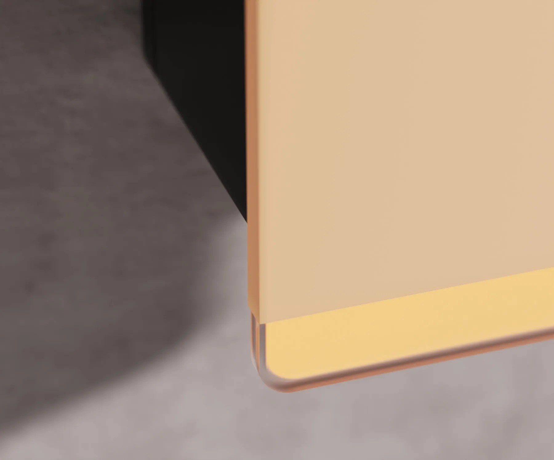 Corner of the curved plastic panel