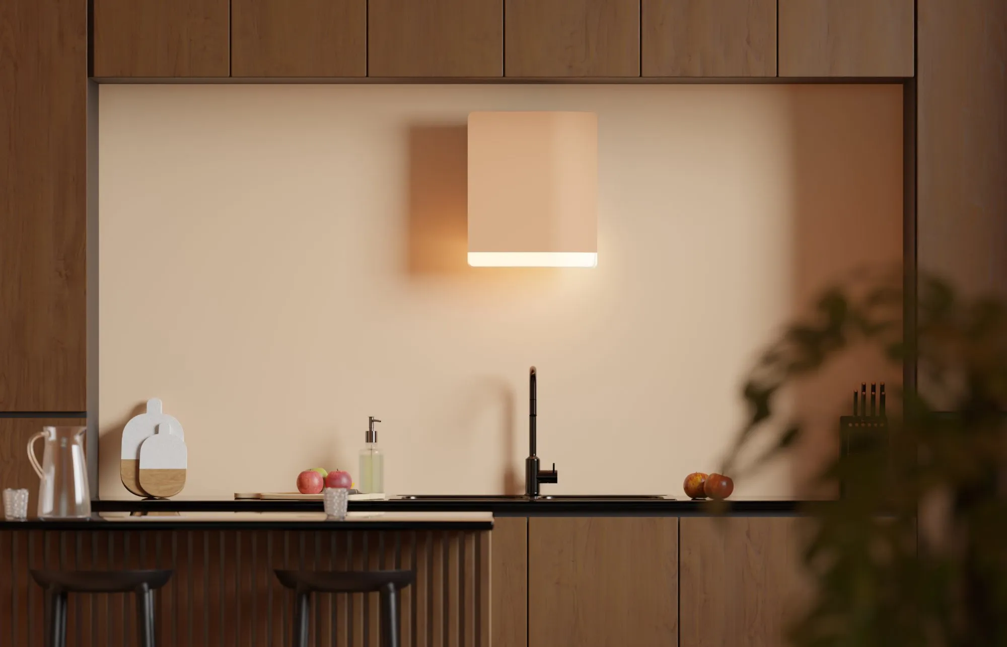 The kitchen heater above the sink