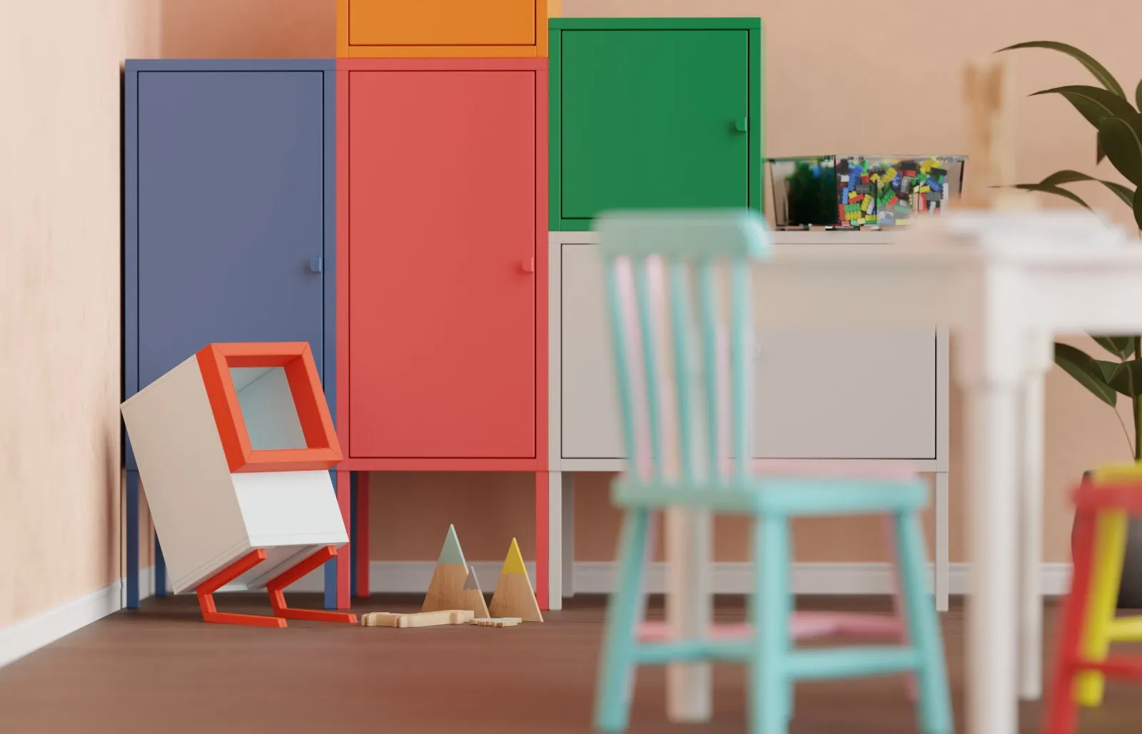 Play dustbin in a playroom