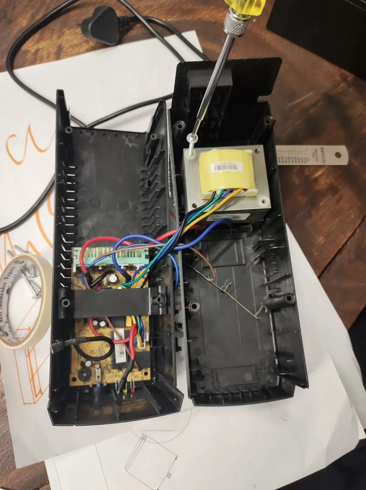 Wiring inside the inverter prototype