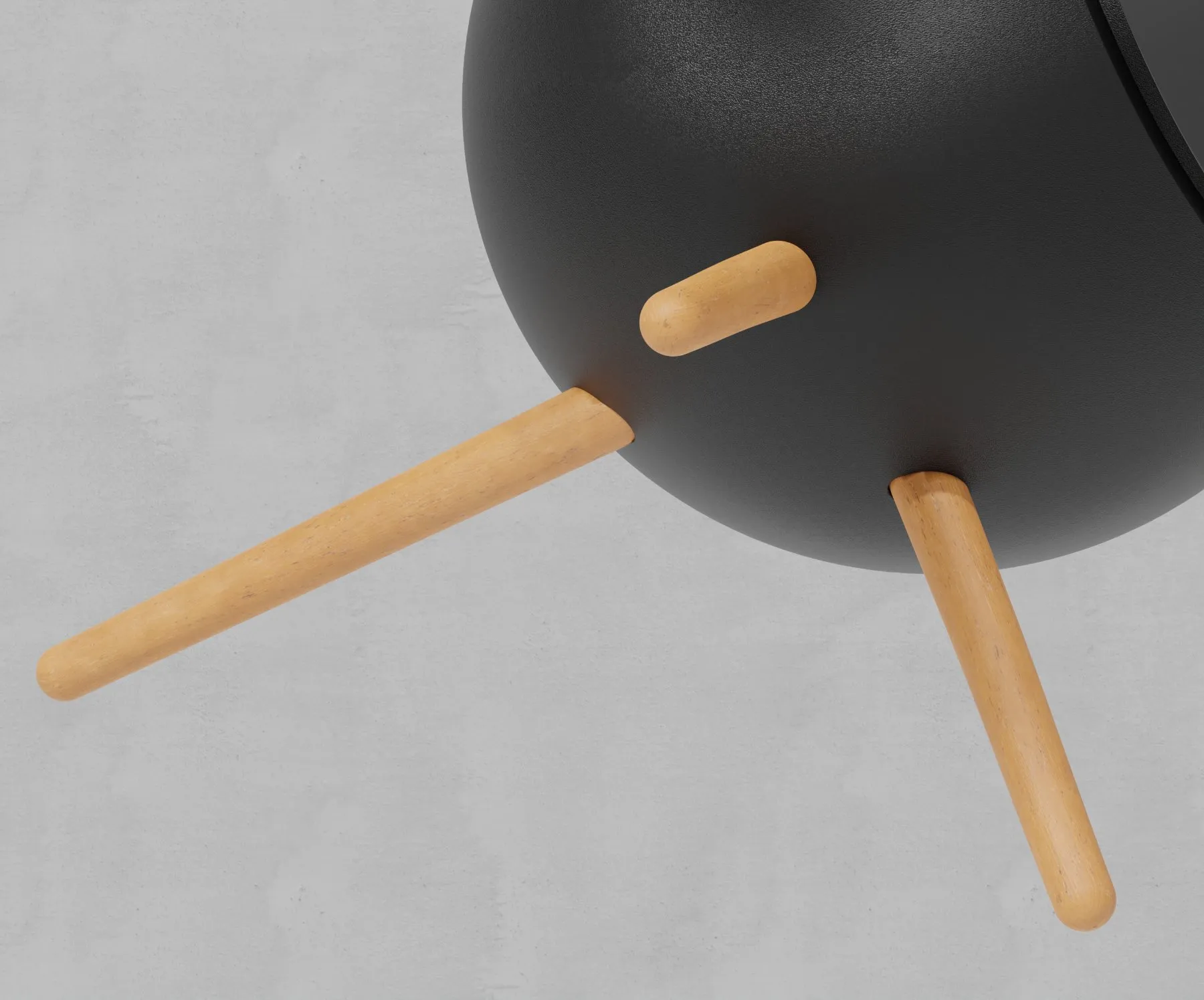 Sphere dustbin legs from below