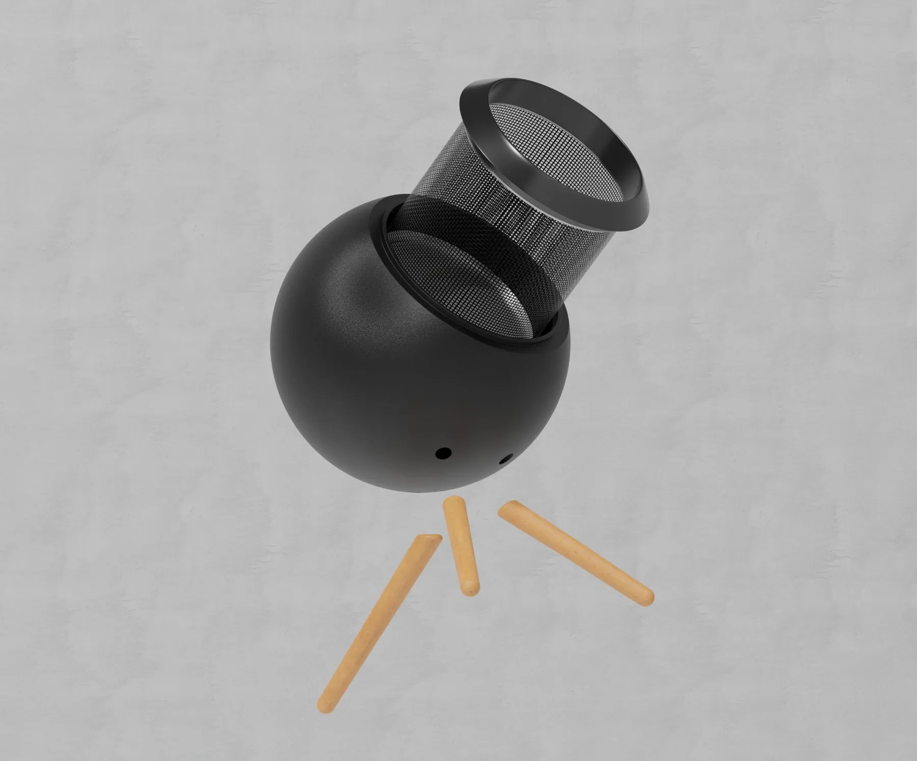 Sphere dustbin exploded into its parts