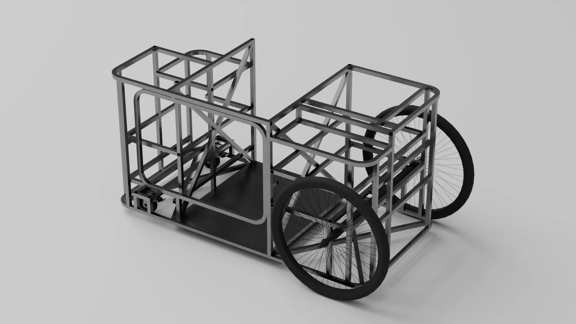 Cart chassis frame, opposite three-quarter