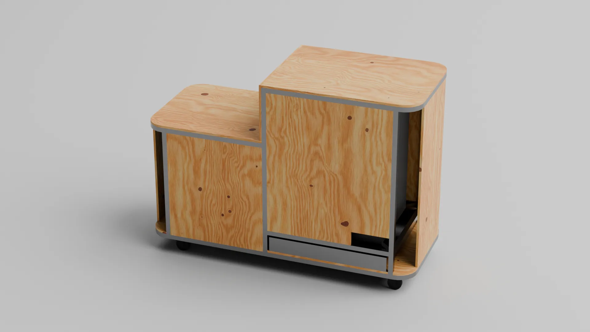 Iceboy plywood carcass, opposite three-quarter