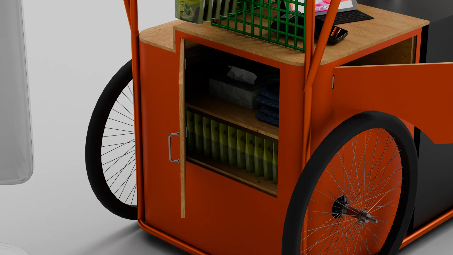 Door open on the bottle and consumables bay